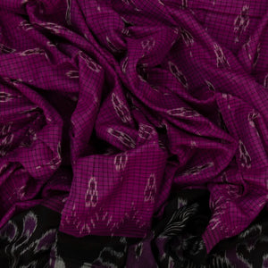 Magenta Handloom Orissa Cotton Saree With Black Border