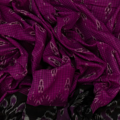 Magenta Handloom Orissa Cotton Saree With Black Border