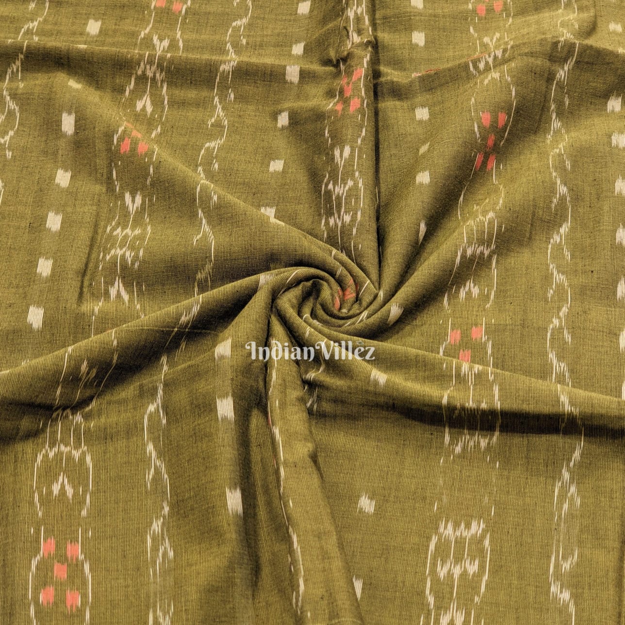 Mehendi Green Tipa Design Sambalpuri Ikat Cotton Fabric