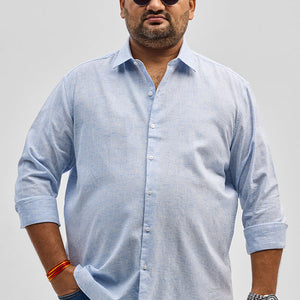 Light Blue Linen Blend Shirt