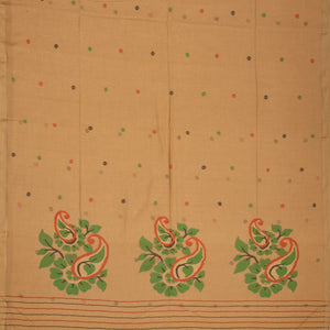 Beige Handloom Bengal Cotton Saree With Mango Motifs