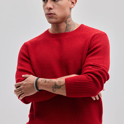 Red Fisherman Knit Sweater