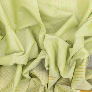 Light Green Handloom Venkatagiri Cotton Saree With Stripes