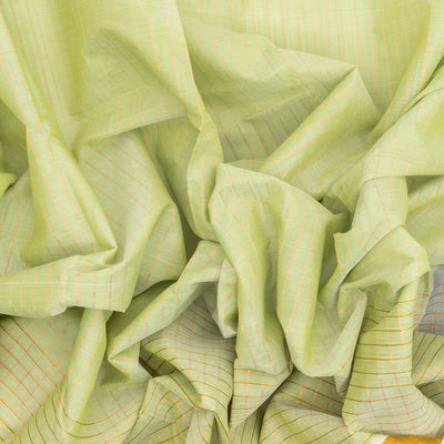 Light Green Handloom Venkatagiri Cotton Saree With Stripes