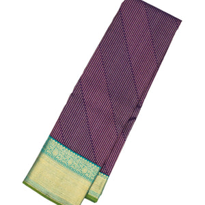 Magenta Handloom Kanchipuram Korvai Silk Saree With Stripes