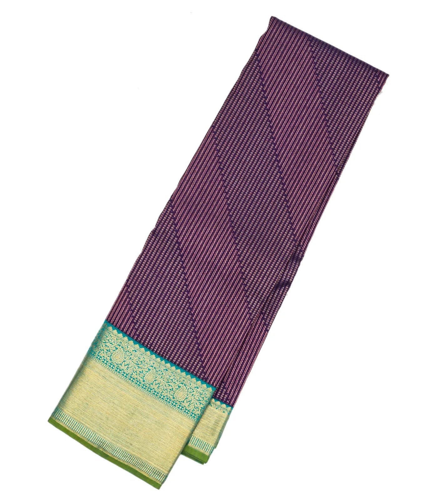 Magenta Handloom Kanchipuram Korvai Silk Saree With Stripes