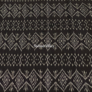 Black Sambalpuri Ikat Cotton Fabric