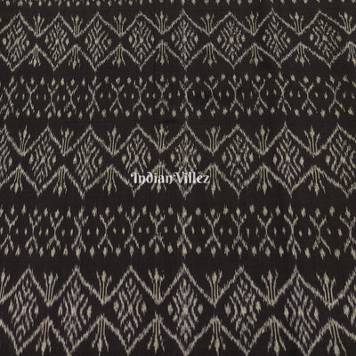 Black Sambalpuri Ikat Cotton Fabric