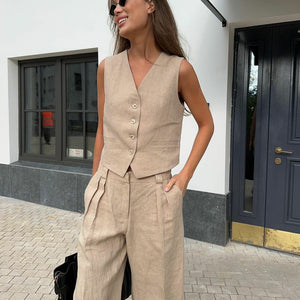 Hodor Statement Linen Vest Suit with Pants