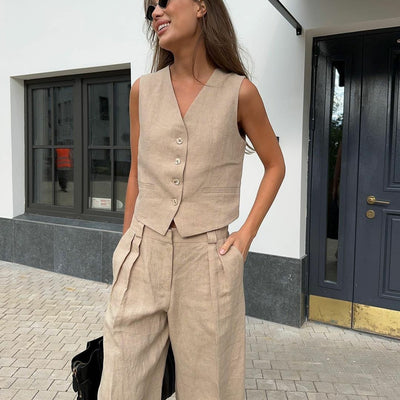 Hodor Statement Linen Vest Suit with Pants
