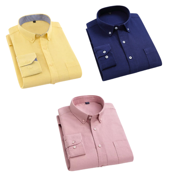 Combo of 3 Cotton Shirt for Man ( Lemon,Navy Blue and Pink )