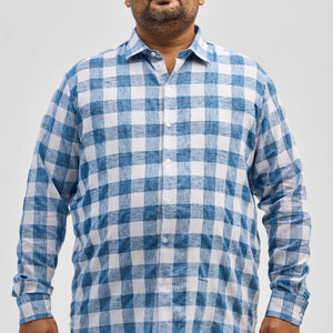 Blue Checks Linen Blend Shirt