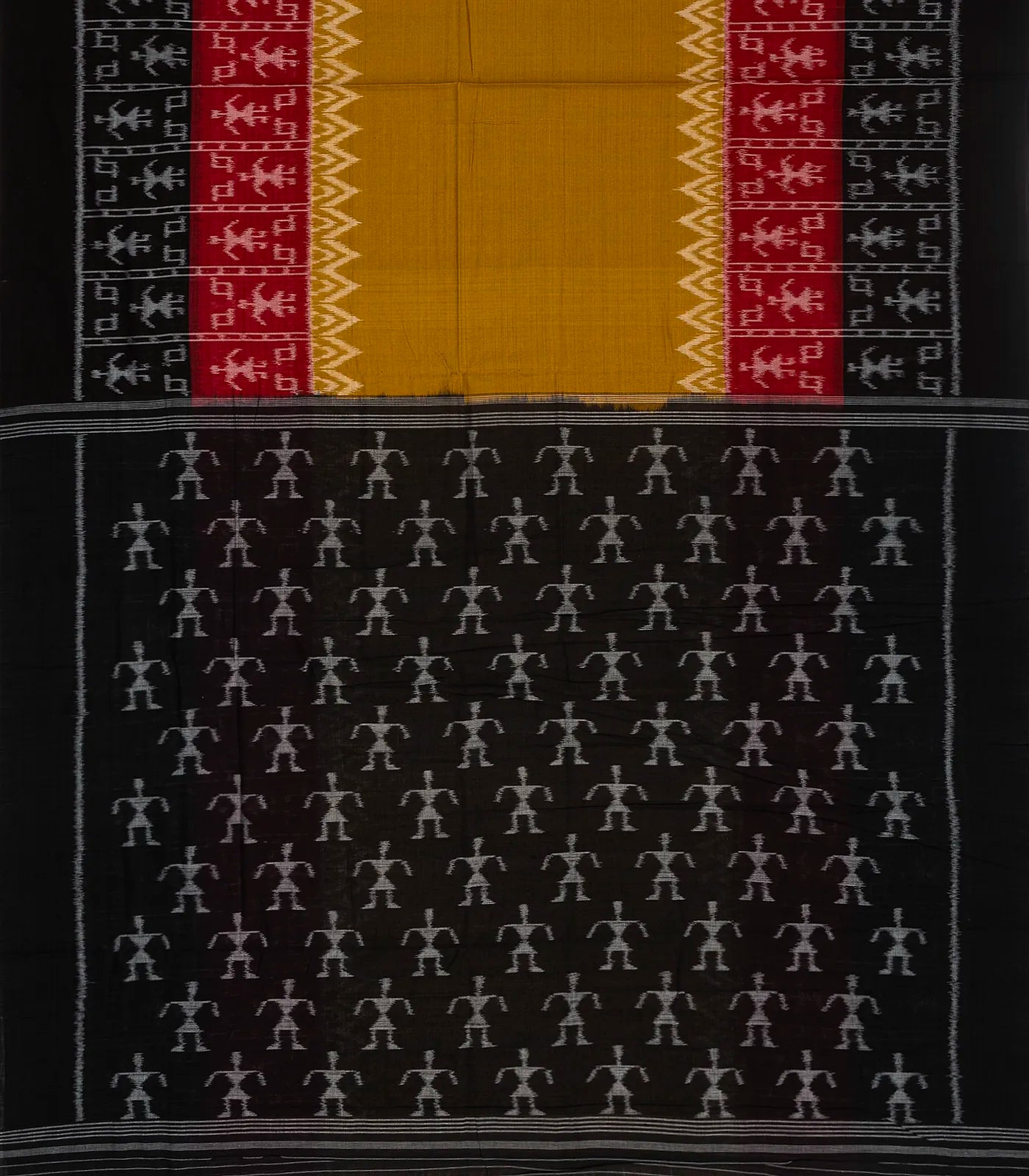 Oil Mustard Handloom Orissa Cotton Saree With Contrast Border