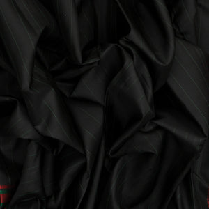 Black Handloom Kanchi Cotton Saree With Dotted Stripes