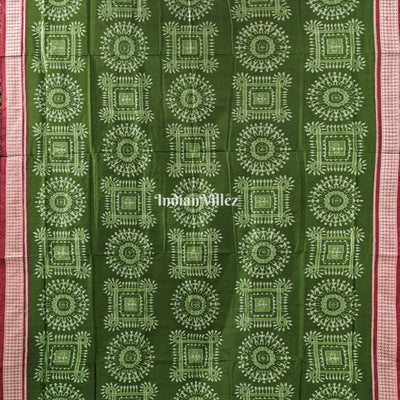 Mehendi Green Tribal Theme Sambalpuri Silk Saree