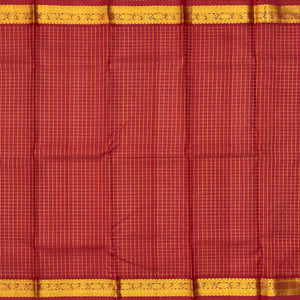 Sky Blue Handloom Kanchipuram Korvai Silk Saree With Checks