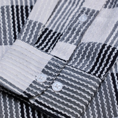 White Textured Checks Slim Fit Shirt