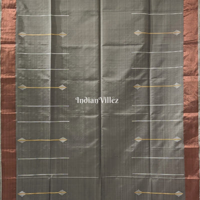 Grey Peach Handwoven Soft Silk Saree
