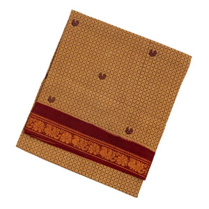 Beige Sungudi Cotton Saree With Checks & Annam Motifs