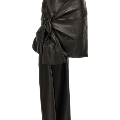 Alexander McQueen Maxi Bow Leather Skirt