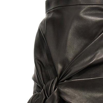 Alexander McQueen Maxi Bow Leather Skirt