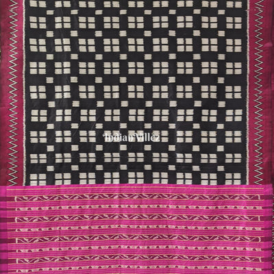 Black Maroon Odisha Ikat Contemporary Silk Saree