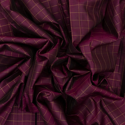 Maroon Handloom Kanchipuram Silk Saree With Dotted Checks