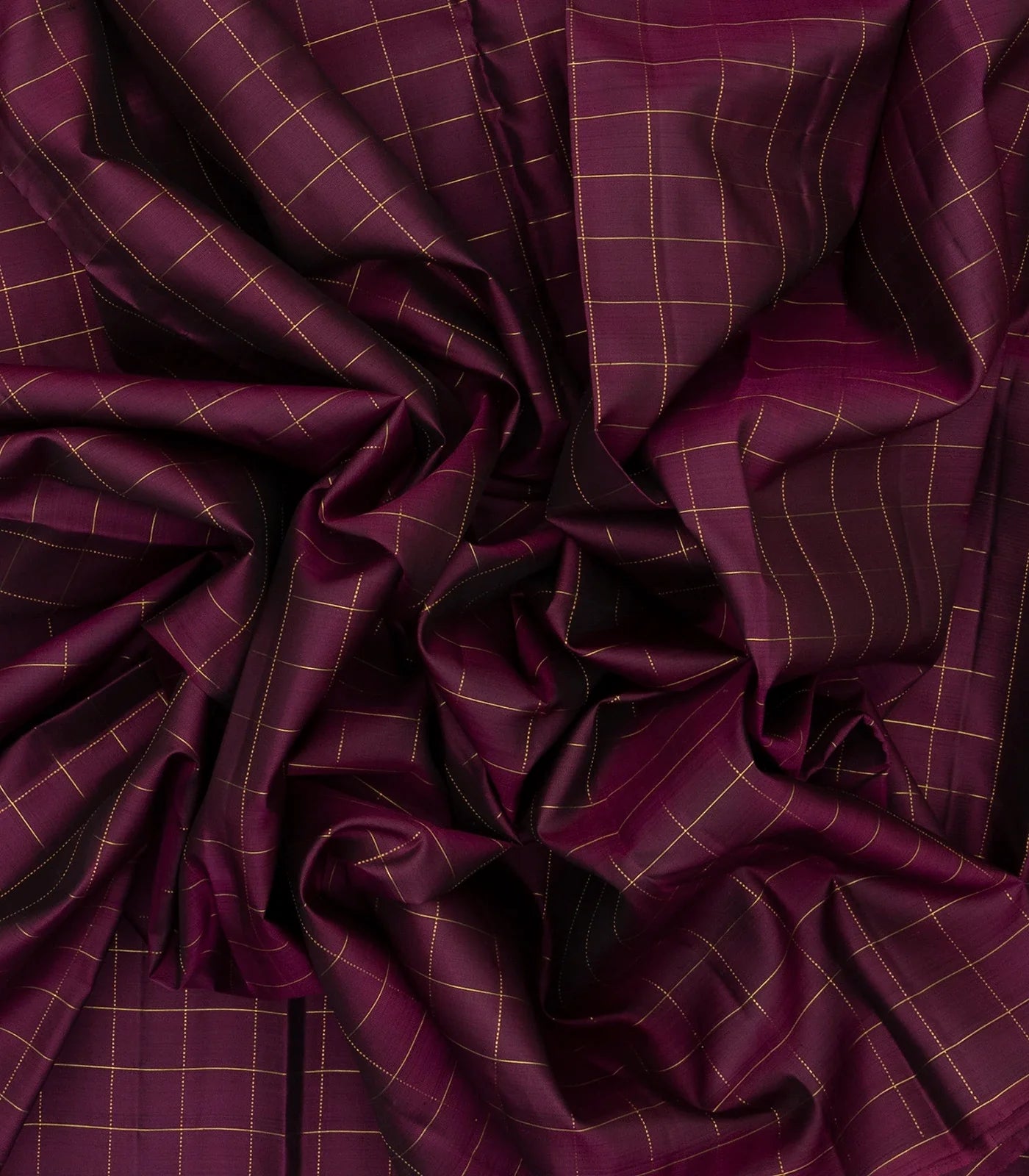 Maroon Handloom Kanchipuram Silk Saree With Dotted Checks