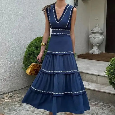 Rapunzel Cotton Summer Dress in Blue - Luxe Collection