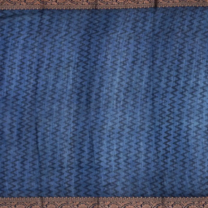 Indigo Woven Chanderi Cotton Saree With Printed Camel Motifs