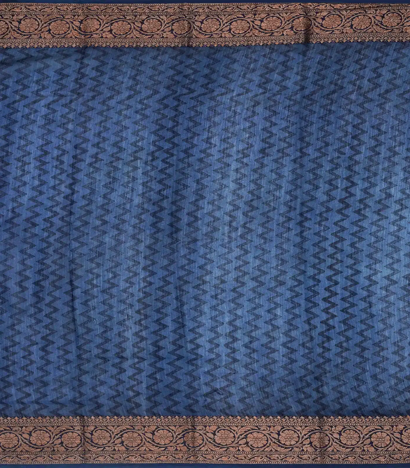 Indigo Woven Chanderi Cotton Saree With Printed Camel Motifs