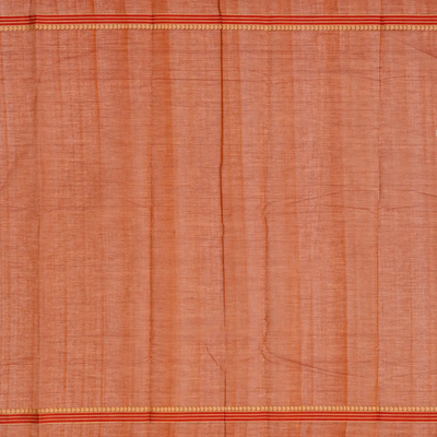Rust Handloom Kanchi Cotton Saree With Checks