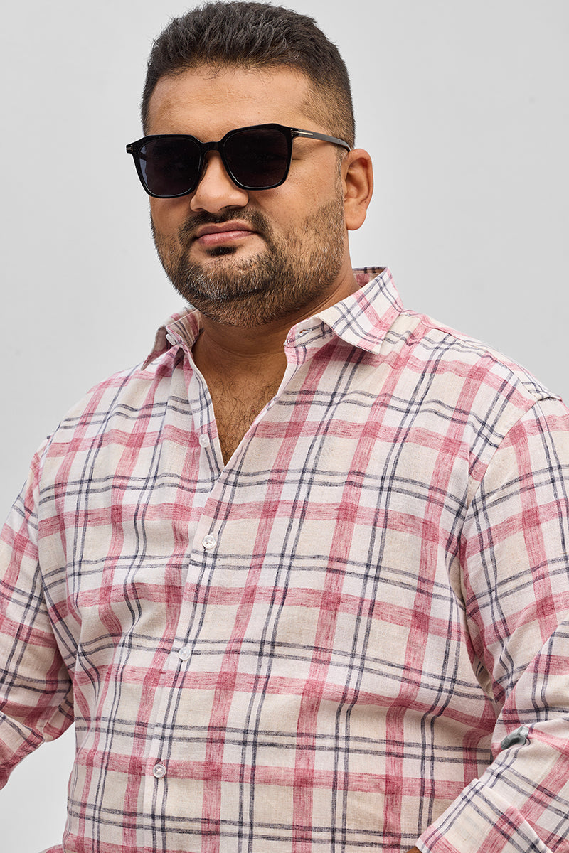 Red Checks Linen Blend Shirt