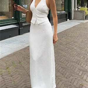 Ira Statement Vest Suit with Skirt