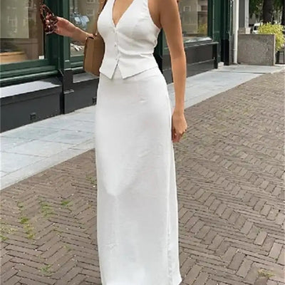 Ira Statement Vest Suit with Skirt