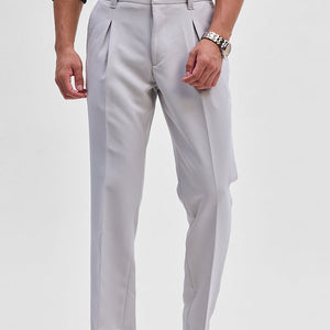 Light Grey Slim Fit Stretch Trousers