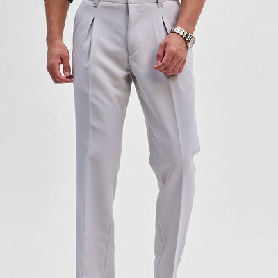 Light Grey Slim Fit Stretch Trousers
