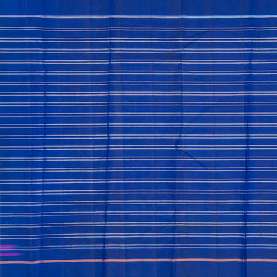 Hot Pink & Orange Handloom Kanchipuram Korvai Silk Saree With Stripes