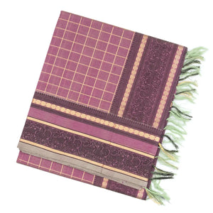 Lilac Handloom Silk Cotton Saree With Zari Checks
