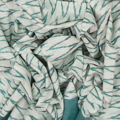 White Woven Orissa Cotton Saree With Chevron Motifs