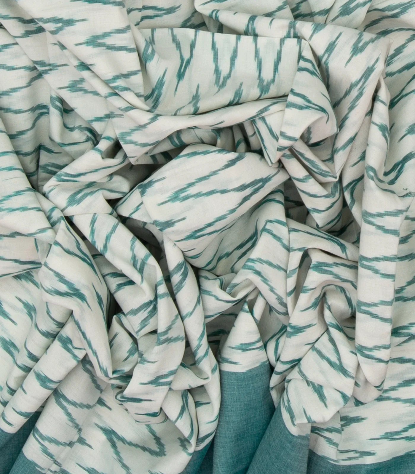 White Woven Orissa Cotton Saree With Chevron Motifs