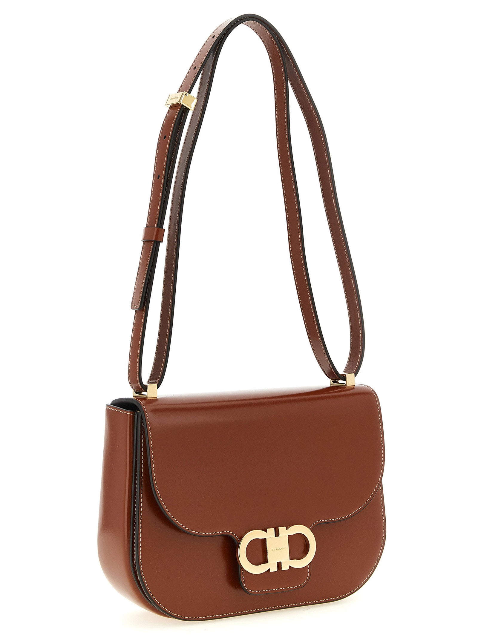 Ferragamo Double Gancini Closure Shoulder Bag
