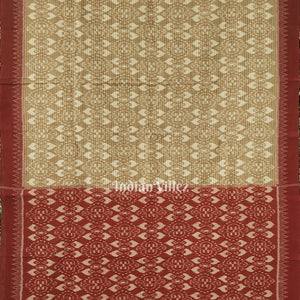 Red Brown Odisha Ikat Sambalpuri Pure Cotton Saree
