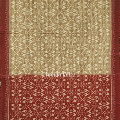 Red Brown Odisha Ikat Sambalpuri Pure Cotton Saree