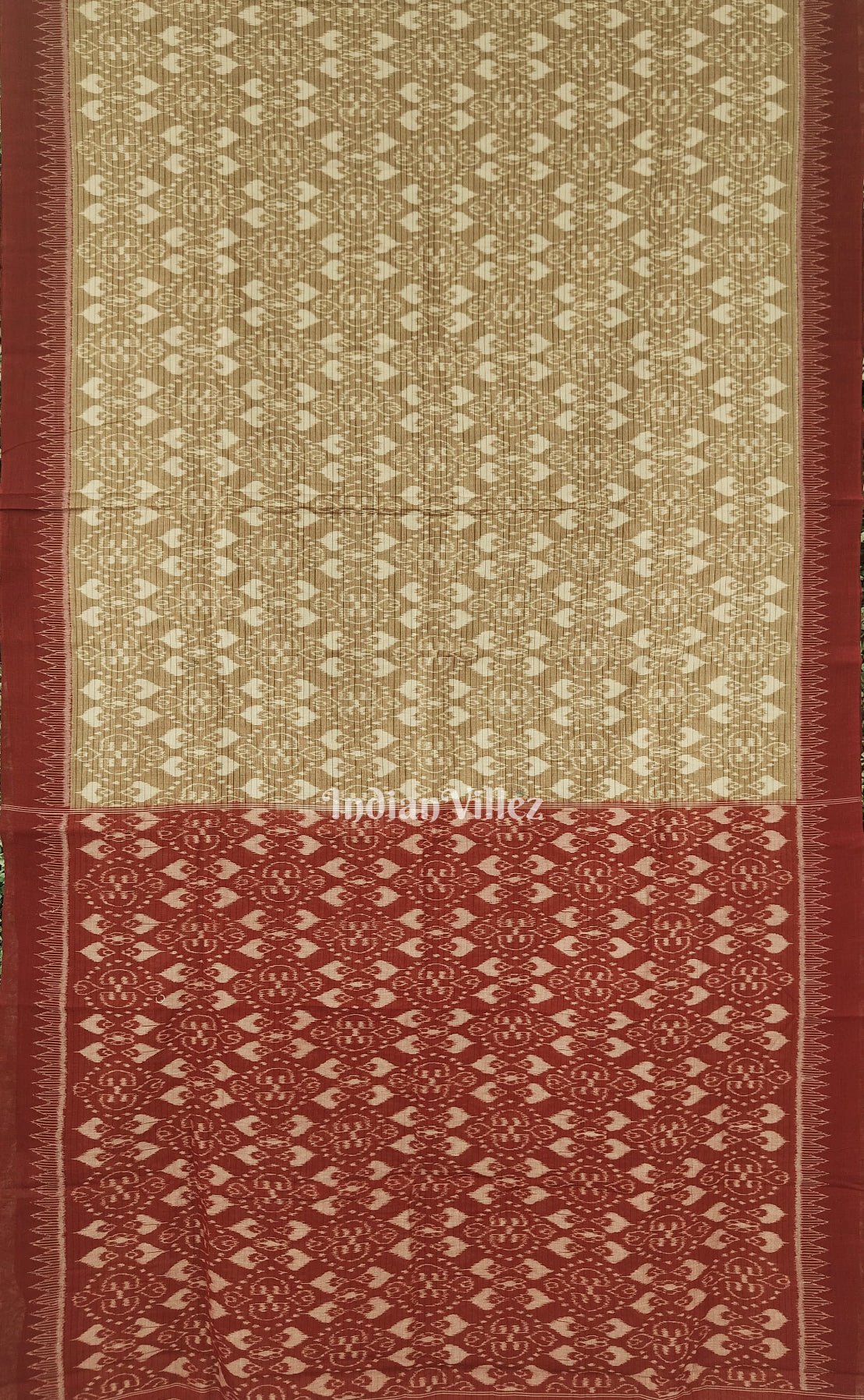 Red Brown Odisha Ikat Sambalpuri Pure Cotton Saree