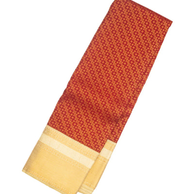 Crimson Handloom Kanchipuram Korvai Silk Saree With Floral Stripes