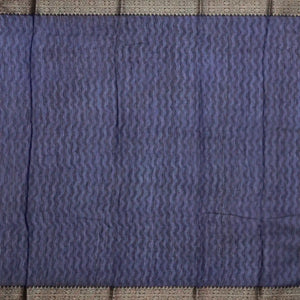 Navy Blue Woven Chanderi Printed Cotton Saree With Floral Jaal