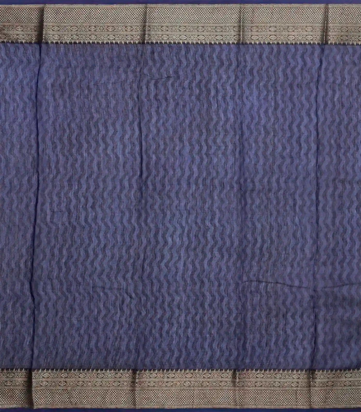 Navy Blue Woven Chanderi Printed Cotton Saree With Floral Jaal