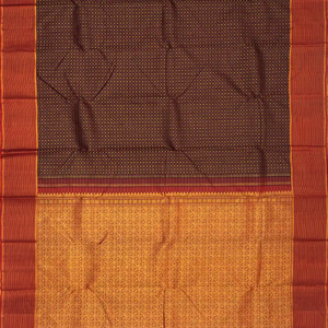 Maroon Handloom Kanchipuram Silk Saree With Checks & Diamond Motifs