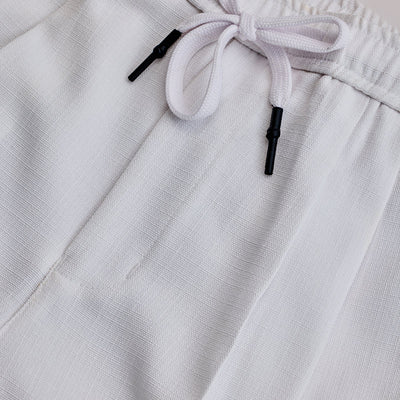 White Textured Relaxed Fit Trousers